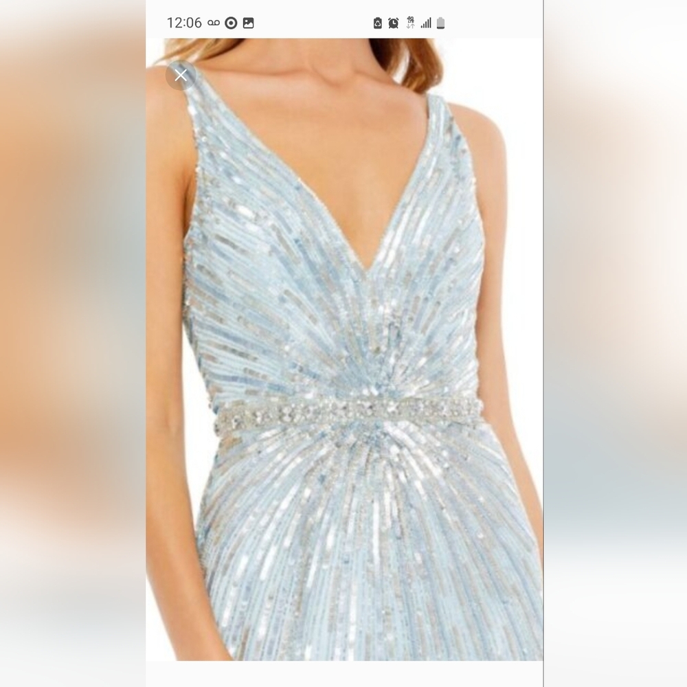 NWOT MACDUGGAL V-NECK SEQUIN POWDER BLUE GOWN SIZE;12 - Picture 7 of 9